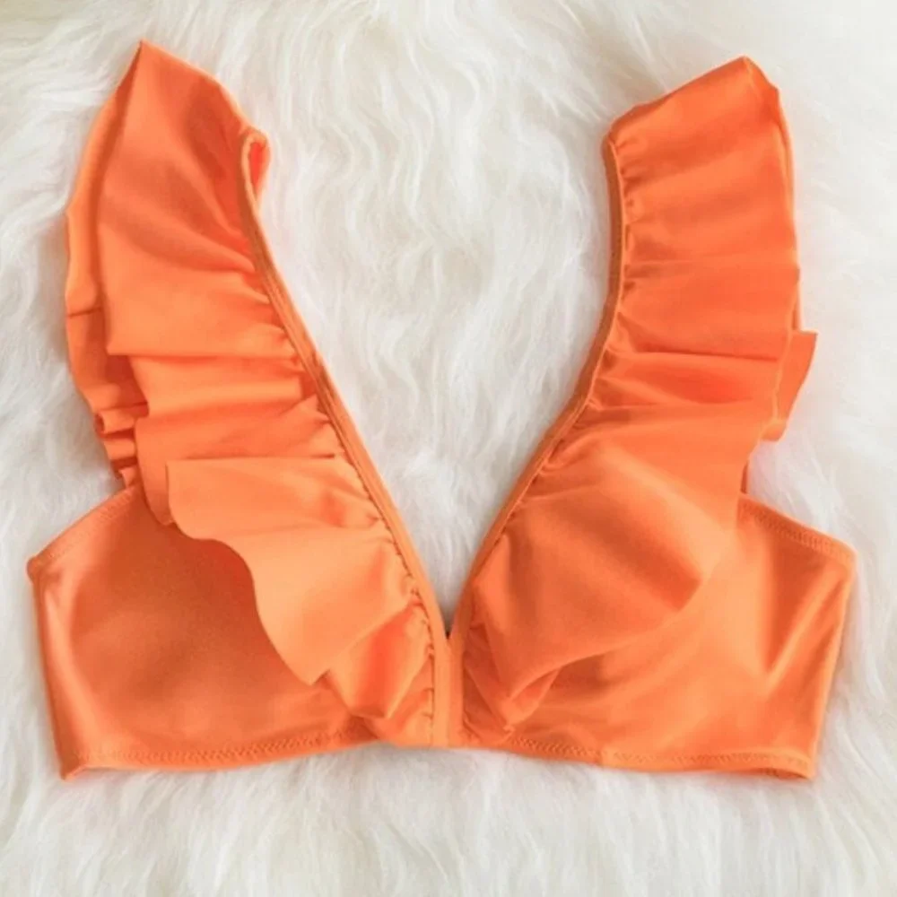CUPSHE Orange Ruffle Bikini with Floral Bottom NEW WITH TAGS!